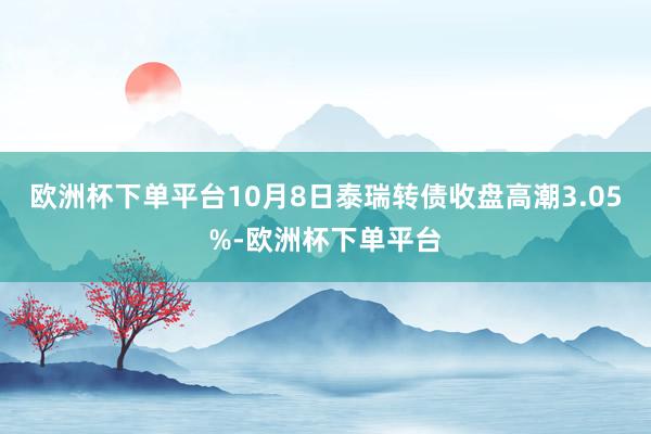 欧洲杯下单平台10月8日泰瑞转债收盘高潮3.05%-欧洲杯下单平台