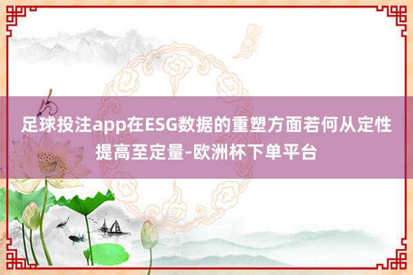 足球投注app在ESG数据的重塑方面若何从定性提高至定量-欧洲杯下单平台