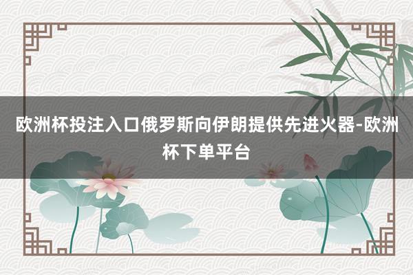 欧洲杯投注入口俄罗斯向伊朗提供先进火器-欧洲杯下单平台