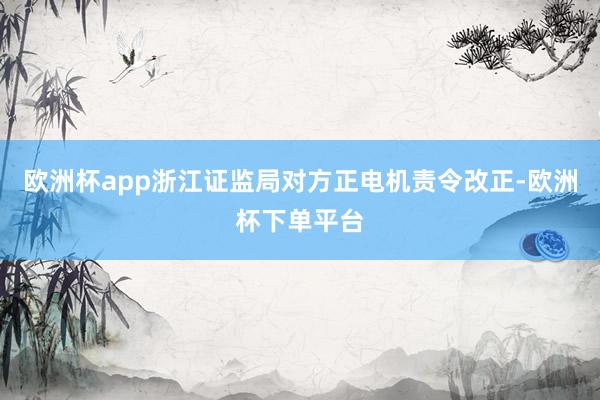 欧洲杯app浙江证监局对方正电机责令改正-欧洲杯下单平台