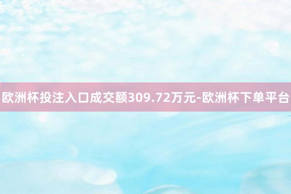 欧洲杯投注入口成交额309.72万元-欧洲杯下单平台