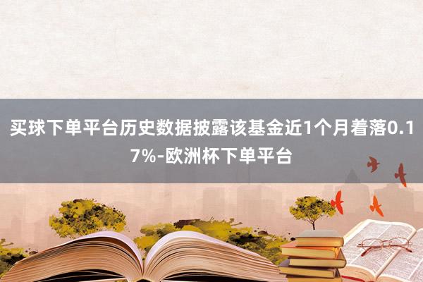 买球下单平台历史数据披露该基金近1个月着落0.17%-欧洲杯下单平台