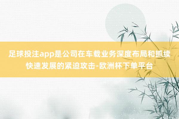 足球投注app是公司在车载业务深度布局和抓续快速发展的紧迫攻击-欧洲杯下单平台