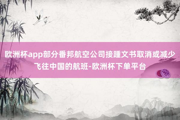 欧洲杯app部分番邦航空公司接踵文书取消或减少飞往中国的航班-欧洲杯下单平台